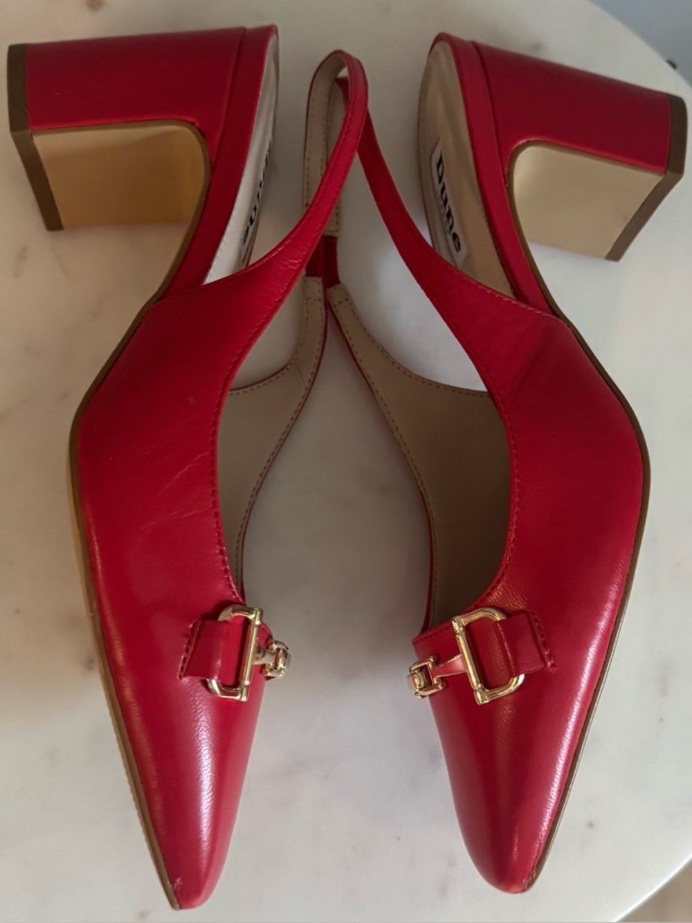 Dune London NWOT Leather “Detailed” Block Heel Slingback Pumps - Picture 11 of 13